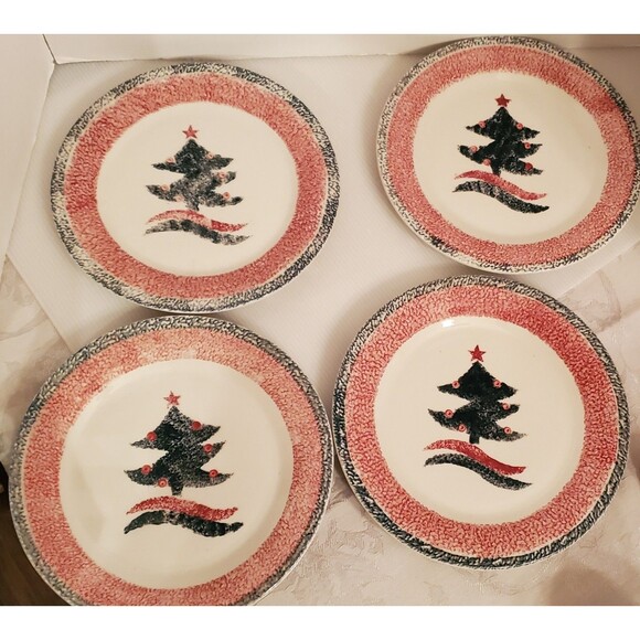 Gibson Christmas Star Dinnerware Set New 12pc Tree Spongeware Bowl Plate Mug Y2K - Picture 7 of 12